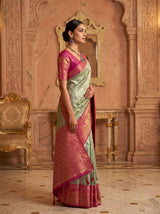 MIMOSA Saffire Kanjivaram Art Silk Saree — Full View on Model