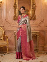 MIMOSA Violet Kanjivaram Art Silk Saree — Full View on Model