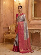 MIMOSA Violet Kanjivaram Art Silk Saree — pose 5 styling detail