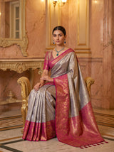 MIMOSA Violet Kanjivaram Art Silk Saree — pose 8 styling detail