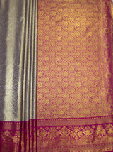 MIMOSA Violet Kanjivaram Art Silk Saree — pallu and zari work detail