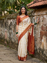 White Art Silk Saree