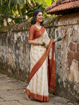 MIMOSA White Kanjivaram Saree — pose 3 styling detail