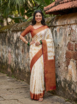 MIMOSA White Kanjivaram Saree — pose 4 styling detail