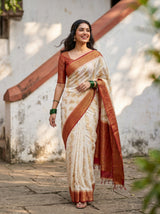 MIMOSA White Kanjivaram Saree — pose 6 styling detail