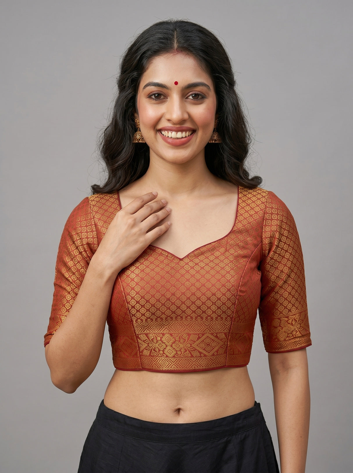MIMOSA White Kanjivaram Saree — blouse close-up