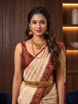 MIMOSA White Kanjivaram Saree — pose 10 styling detail
