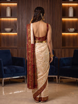 MIMOSA White Kanjivaram Saree — pose 2 styling detail