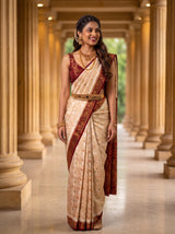 MIMOSA White Kanjivaram Saree — pose 5 styling detail