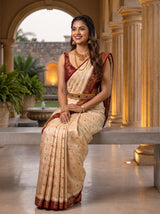 MIMOSA White Kanjivaram Saree — pose 8 styling detail