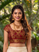 MIMOSA White Kanjivaram Saree — blouse close-up