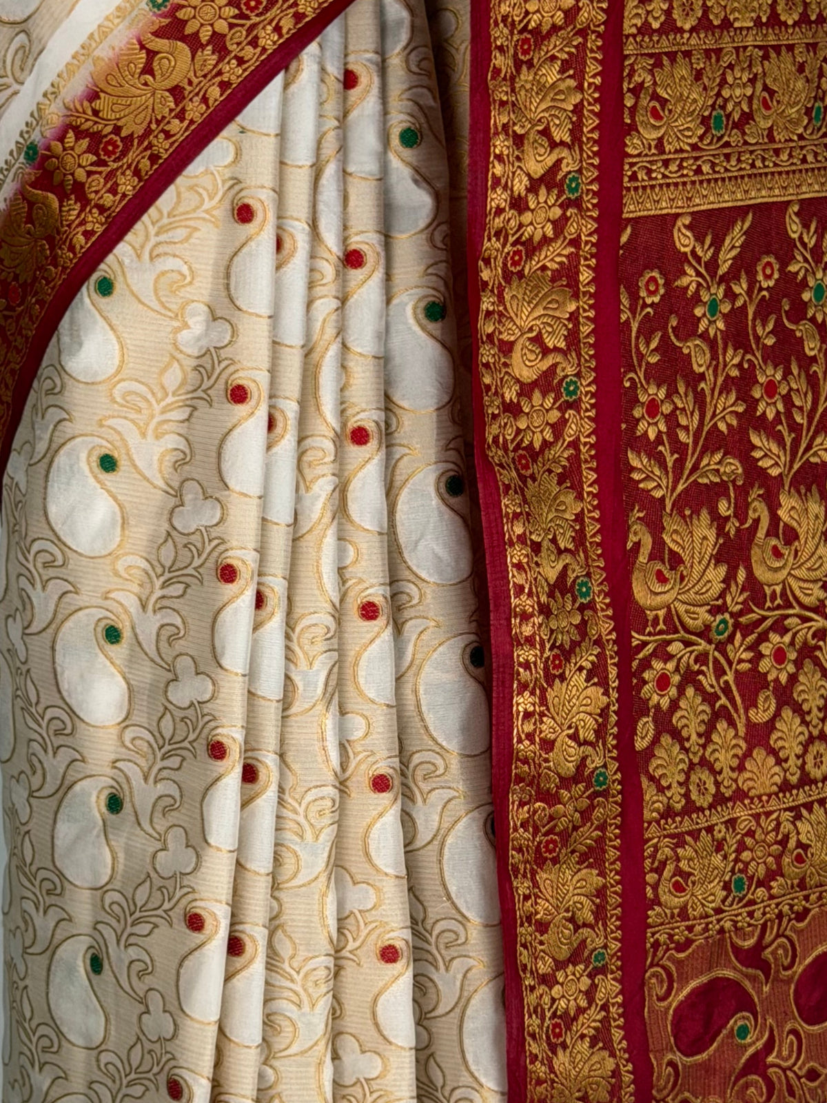 MIMOSA White Kanjivaram Saree — fleets shot full lifestyle