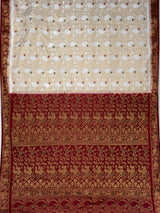 MIMOSA White Kanjivaram Saree — pallu and zari work detail