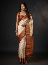 MIMOSA White Kanjivaram Art Silk Saree — Model Lifestyle