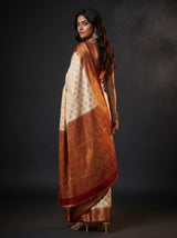 MIMOSA White Kanjivaram Art Silk Saree — pose 7 styling detail