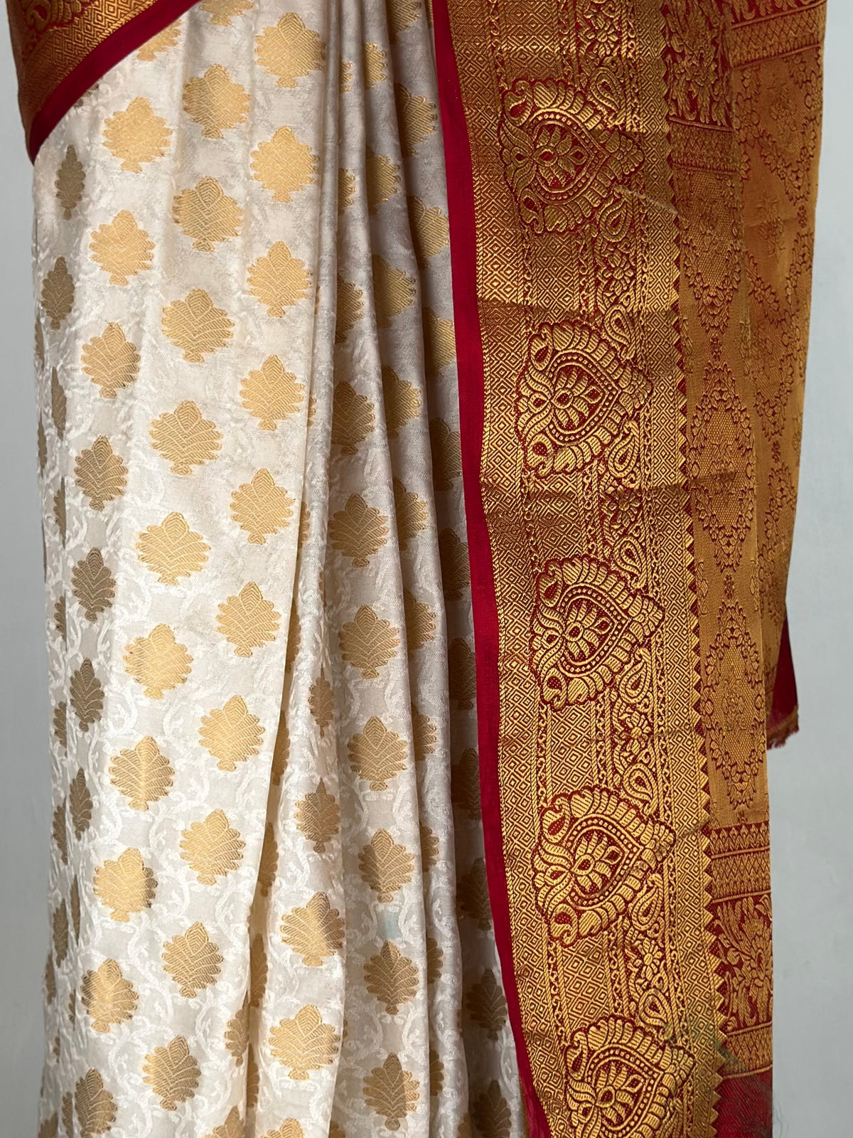 MIMOSA White Kanjivaram Art Silk Saree — fleets shot full lifestyle