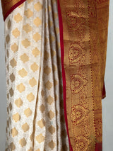 MIMOSA White Kanjivaram Art Silk Saree — fleets shot full lifestyle