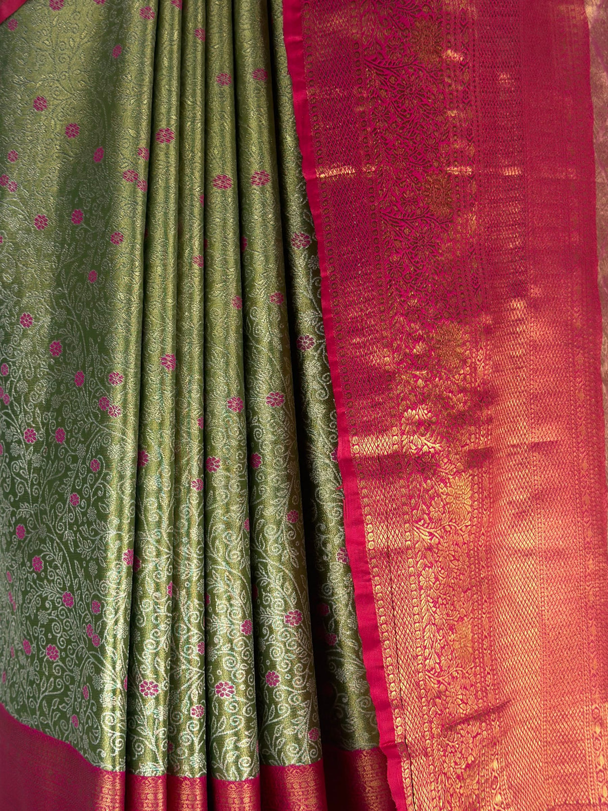 MIMOSA Green Kanjivaram Art Silk Saree — fleets shot full lifestyle