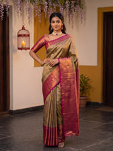 MIMOSA Maroon Kanjivaram Art Silk Saree — pose 4 styling detail