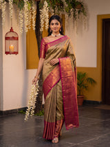 MIMOSA Maroon Kanjivaram Art Silk Saree — pose 6 styling detail