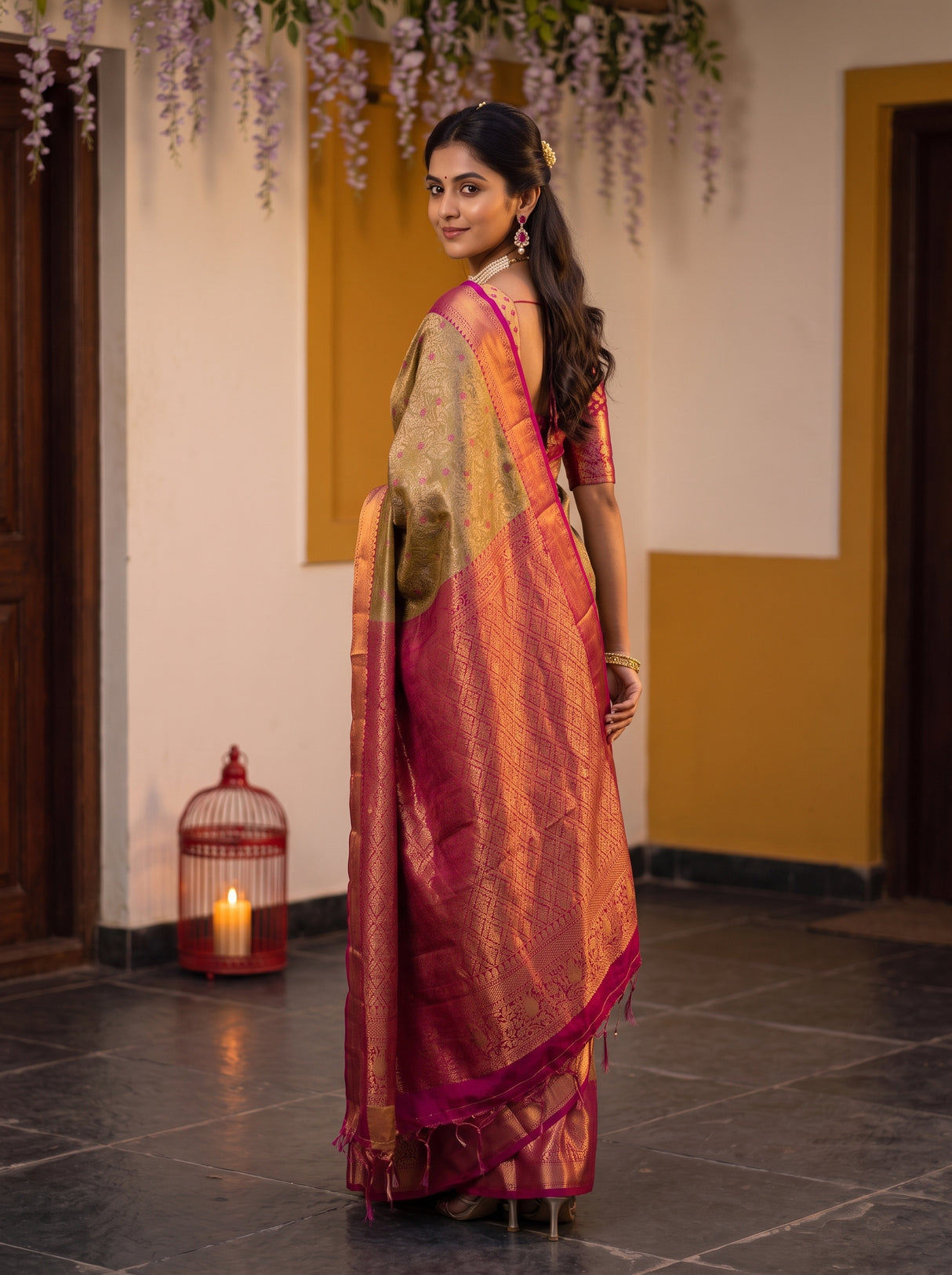 MIMOSA Maroon Kanjivaram Art Silk Saree — pose 7 styling detail