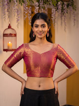 MIMOSA Maroon Kanjivaram Art Silk Saree — blouse close-up