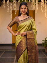 MIMOSA Olive Kanjivaram Art Silk Saree — pose 10 styling detail