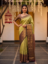 MIMOSA Olive Kanjivaram Art Silk Saree — pose 4 styling detail