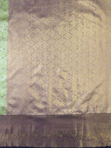 MIMOSA Olive Kanjivaram Art Silk Saree — pallu and zari work detail