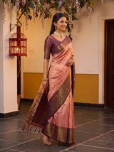 MIMOSA Pink Kanjivaram Art Silk Saree — pose 5 styling detail