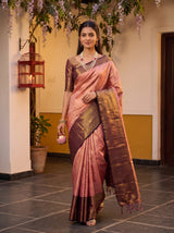 MIMOSA Pink Kanjivaram Art Silk Saree — pose 6 styling detail