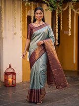 MIMOSA Sapphire Kanjivaram Art Silk Saree — pose 6 styling detail