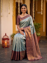 MIMOSA Sapphire Kanjivaram Art Silk Saree — pose 8 styling detail
