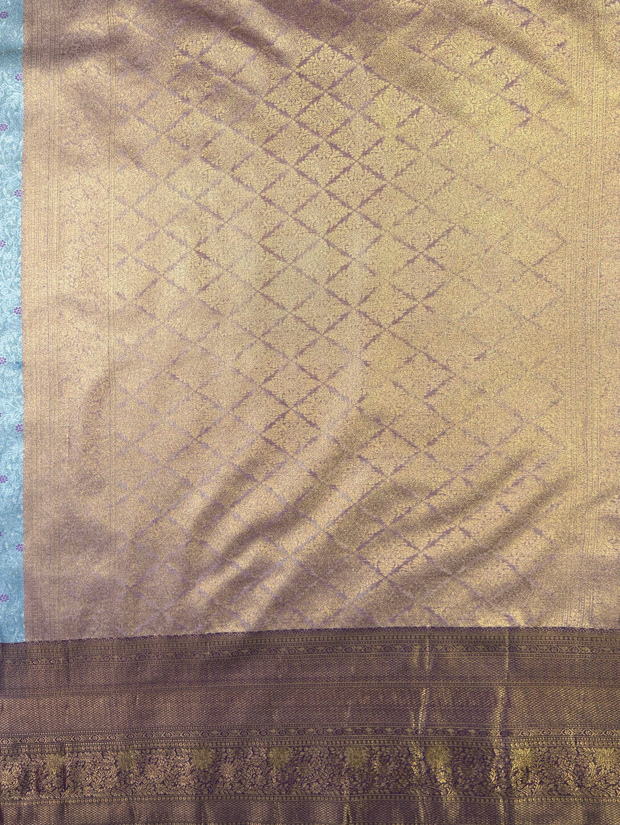 MIMOSA Sapphire Kanjivaram Art Silk Saree — pallu and zari work detail