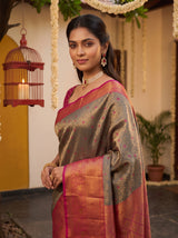 MIMOSA Violet Kanjivaram Art Silk Saree — pose 10 styling detail