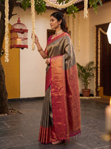 MIMOSA Violet Kanjivaram Art Silk Saree — pose 3 styling detail