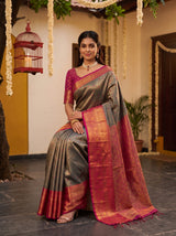 MIMOSA Violet Kanjivaram Art Silk Saree — pose 8 styling detail
