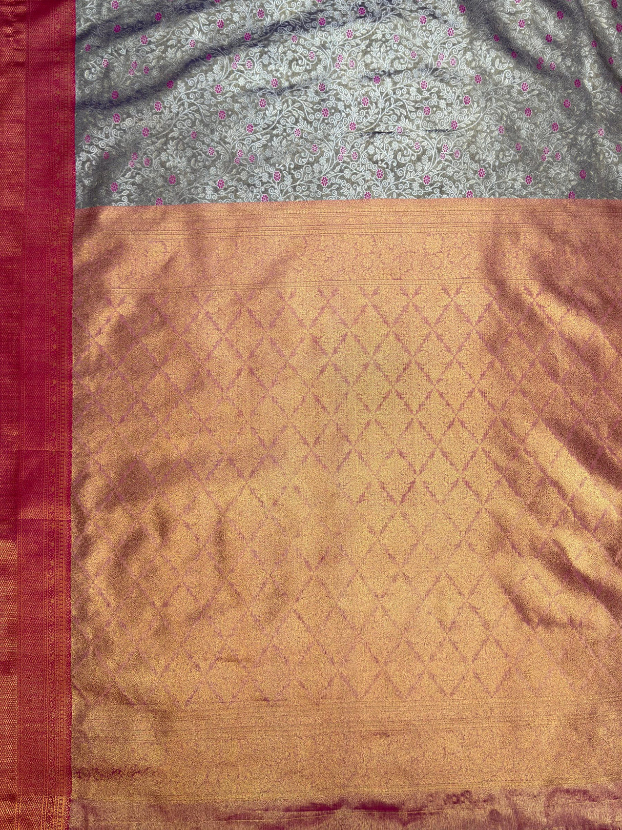 MIMOSA Violet Kanjivaram Art Silk Saree — pallu and zari work detail