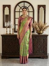 MIMOSA Green Kanjivaram Art Silk Saree — model lifestyle pose
