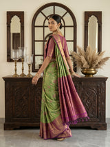 MIMOSA Green Kanjivaram Art Silk Saree — cabinet detail