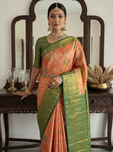MIMOSA Orange Kanjivaram Art Silk Saree — cabinet detail