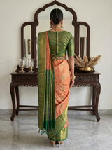 MIMOSA Orange Kanjivaram Art Silk Saree — background detail