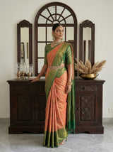 MIMOSA Orange Kanjivaram Art Silk Saree — background detail