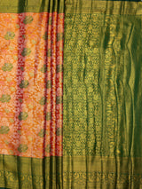MIMOSA Orange Kanjivaram Art Silk Saree — floor and drape detail