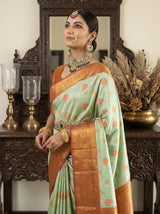 MIMOSA Pista Kanjivaram Art Silk Saree — floor detail