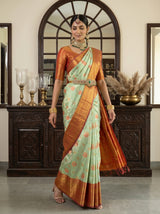 MIMOSA Pista Kanjivaram Art Silk Saree — cabinet detail