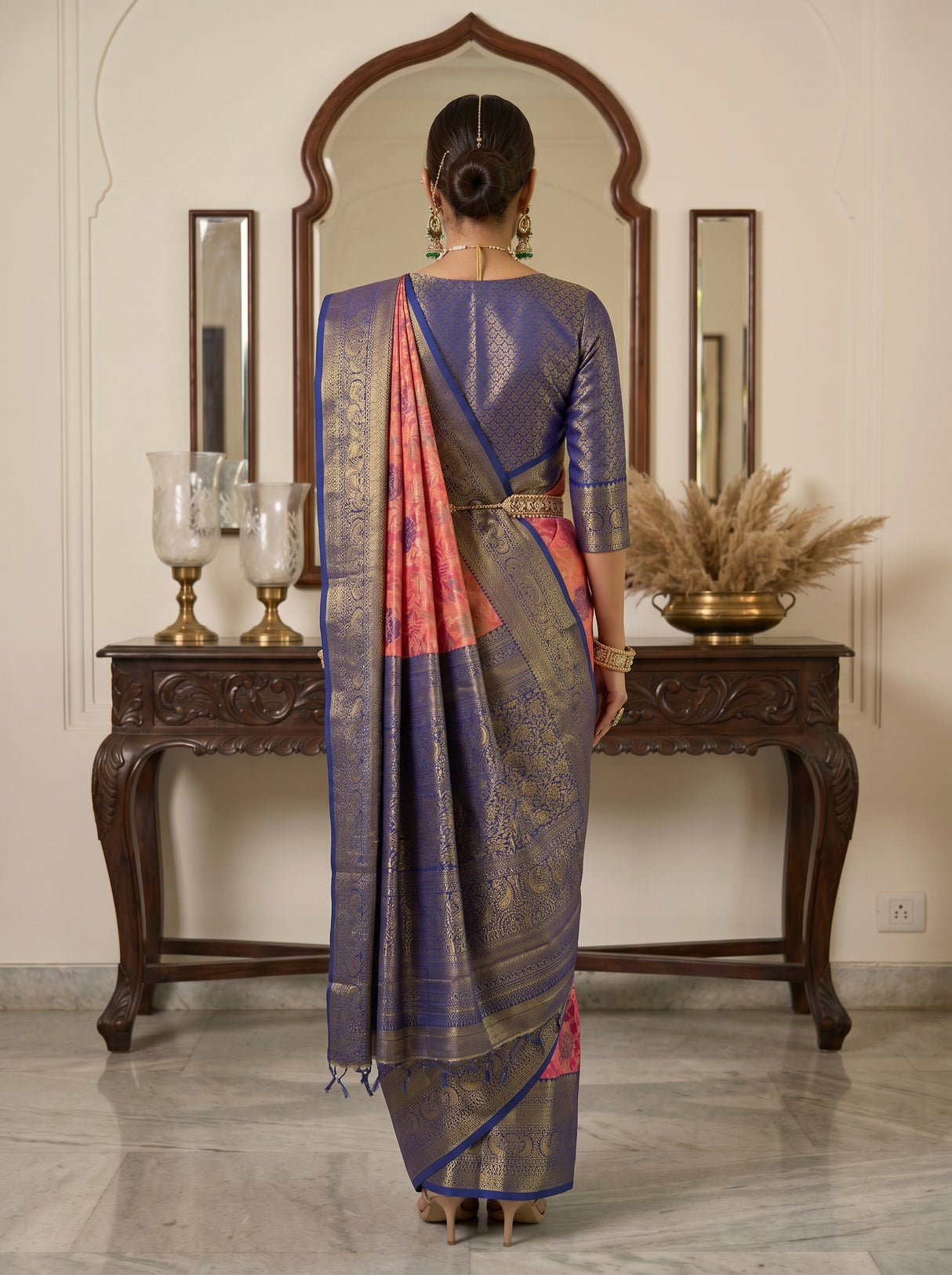 MIMOSA Rani Kanjivaram Art Silk Saree — background detail