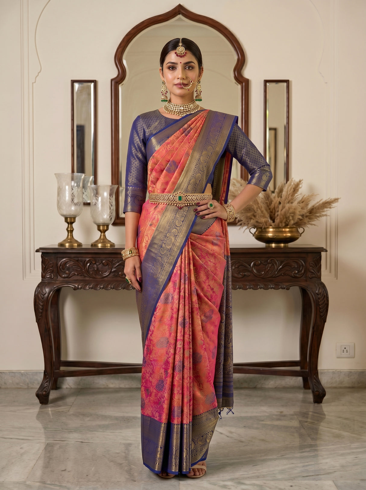 MIMOSA Rani Kanjivaram Art Silk Saree — background detail