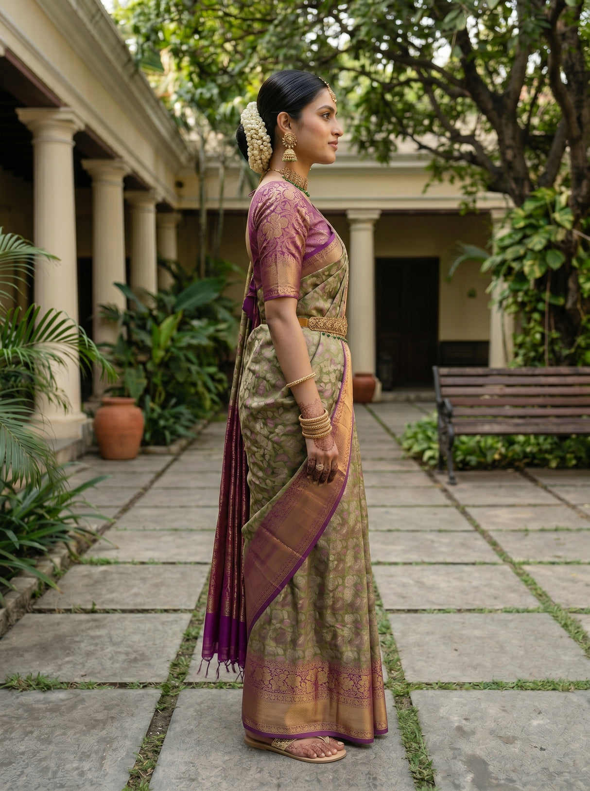 MIMOSA Green Saree Saree — pose 3 styling detail