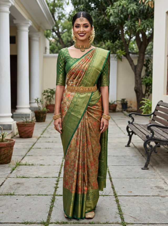 Orange  Saree